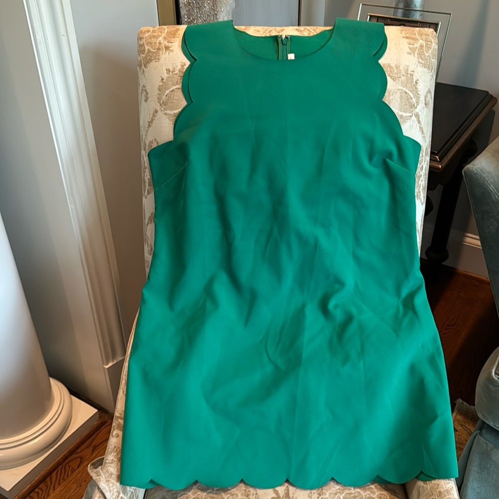 J Crew Green Scalloped Dress